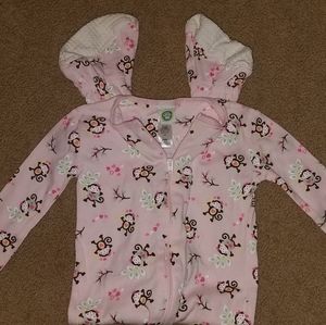 24M Little Me Pink Sleeper w/Monkey Print